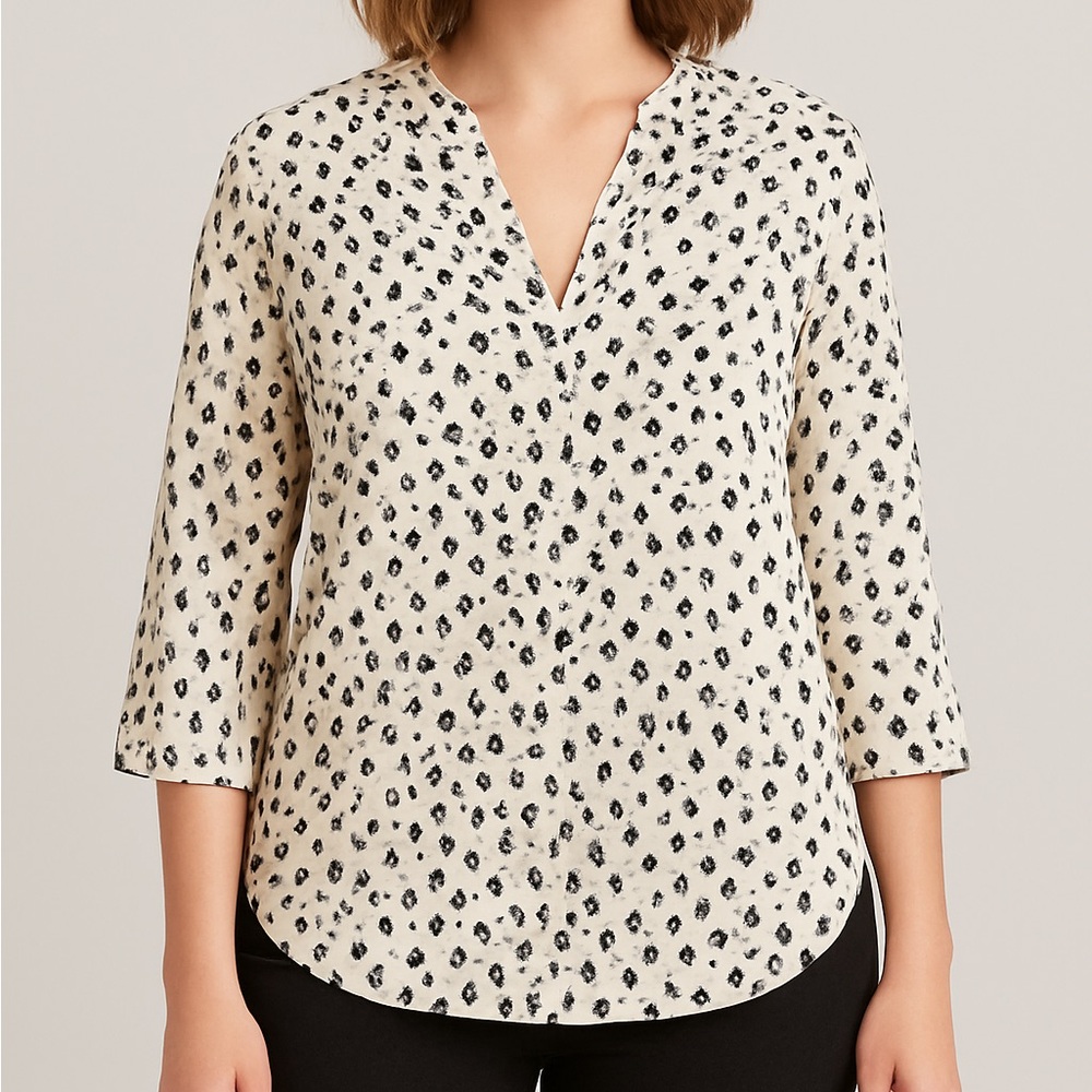 Lush Cream and Black Patterned Blouse
